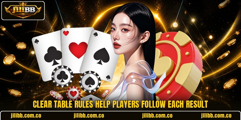 Clear table rules help players follow each result Clear table rules help players follow each result