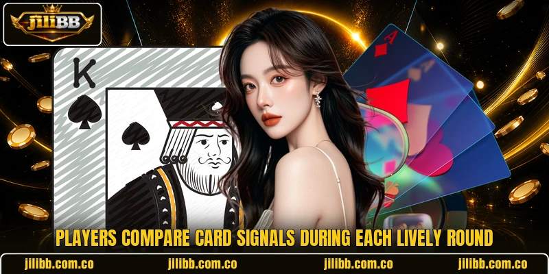 Players compare card signals during each lively round