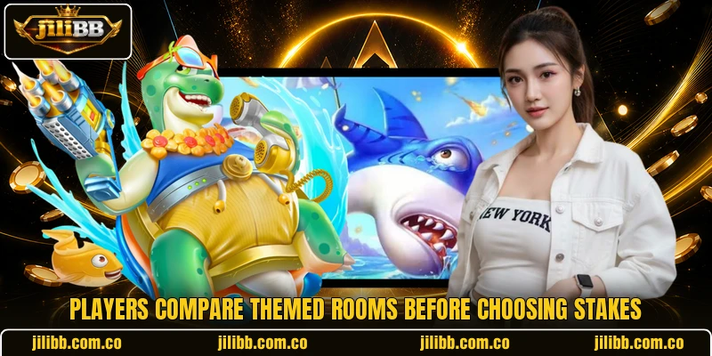 Players compare themed rooms before choosing stakes Players compare themed rooms before choosing stakes