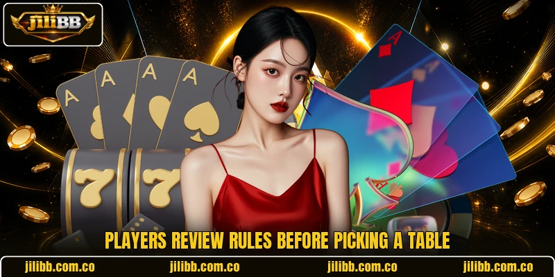 Players review rules before picking a table