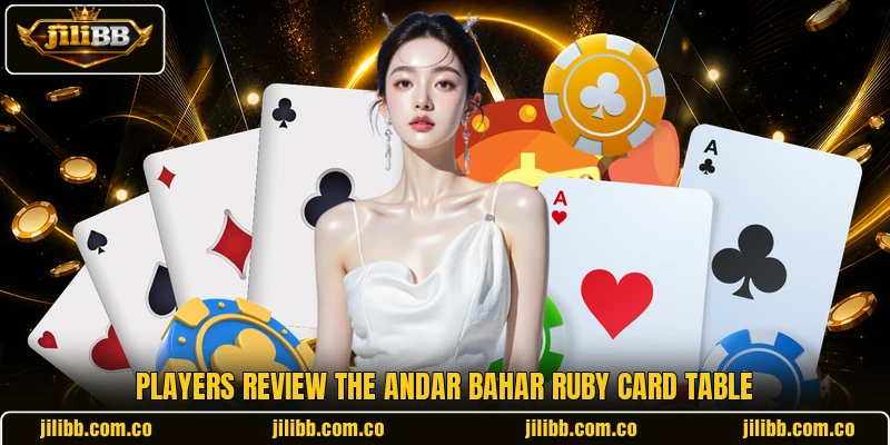 Players review the Andar Bahar Ruby card table